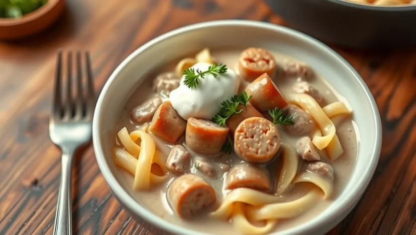 Korvstroganoff med crème fraiche