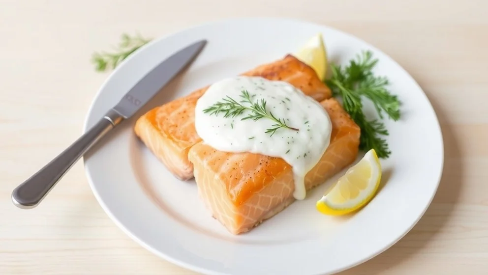 Lax med crème fraiche som smakar underbart