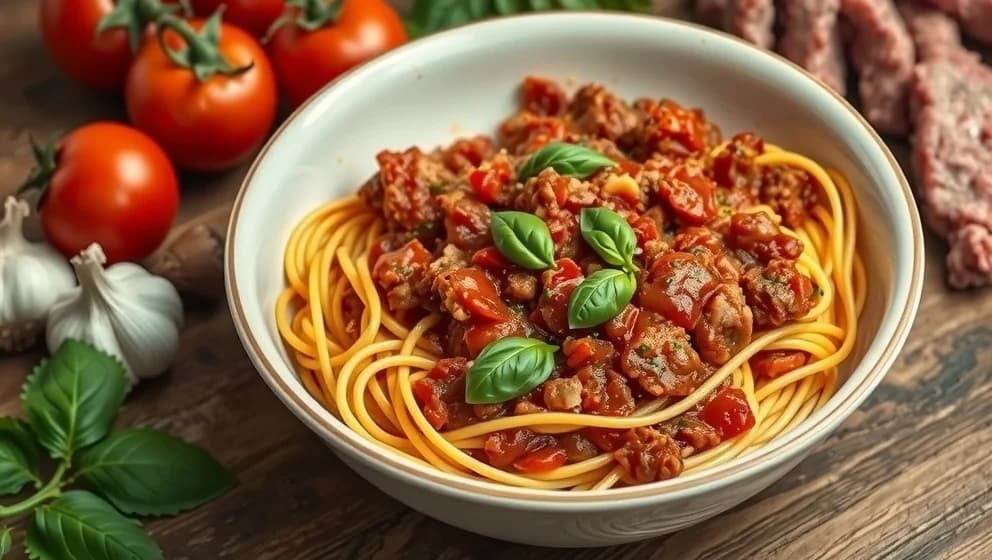 Enkel spaghetti och köttfärssås hemma