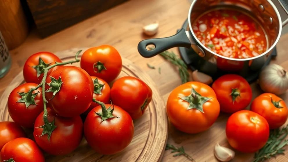 Enkel tomatsås med färska tomater hemma